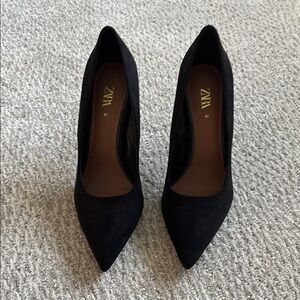 Zara Black Suede Heels